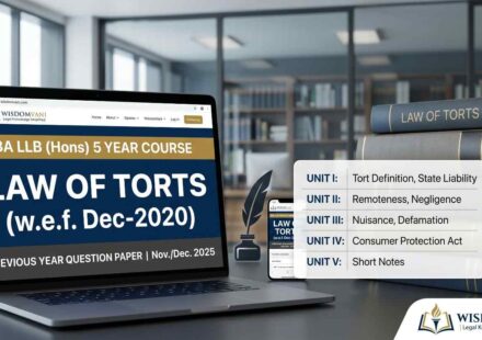 BA LLB 1st Sem Law of Torts Previous Year Question Paper 2025 WisdomVani.