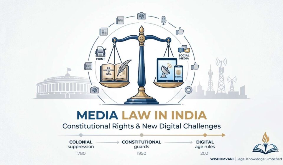 Media Law in India Notes: Timeline of Press Freedom, Constitution, and Digital Challenges.