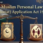 Muslim Personal Law (Shariat) Application Act 1937 - Scales of Justice balancing 1937 colonial document and modern gender equality symbols with Indian Constitution and flag