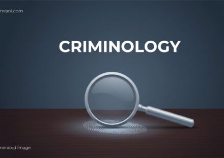 Conceptual illustration of a magnifying glass and fingerprint representing criminology and criminal justice