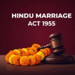 Conceptual illustration of a judge's gavel and a marigold garland representing the Hindu Marriage Act 1955