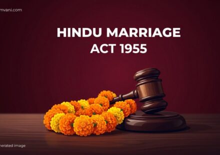 Conceptual illustration of a judge's gavel and a marigold garland representing the Hindu Marriage Act 1955