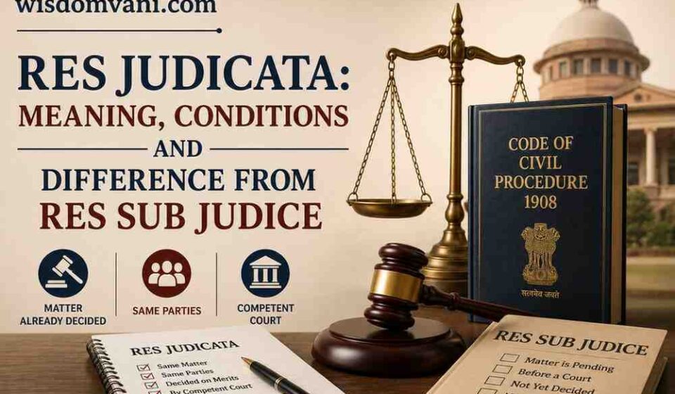 Res Judicata under CPC explained with meaning, conditions and difference from Res Sub Judice in Indian civil procedure law