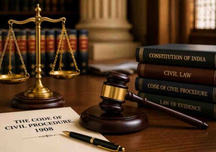 The Code of Civil Procedure 1908 with gavel, scales of justice and law books representing Order 7 Rule 11 CPC and rejection of plaint in civil procedure