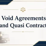 Void Agreements and Quasi Contracts under the Indian Contract Act 1872 with scales of justice and gavel graphic