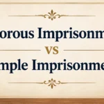 Rigorous Imprisonment vs Simple Imprisonment comparison banner featuring a judge gavel and legal scales
