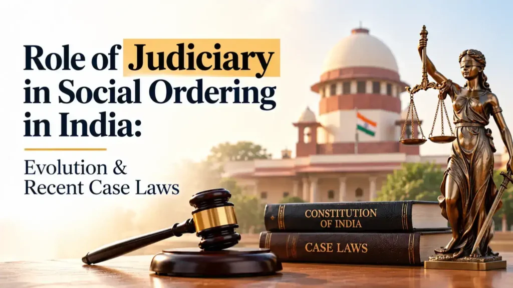 Contract of indemnity under Indian Contract Act with legal books, scales of justice, and Supreme Court building in the background.